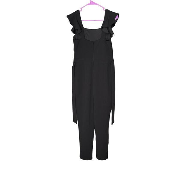 AQUA Cap Sleeve Square Neck Straight Leg Jumpsuit Black Women’s Sz M - Picture 3 of 6